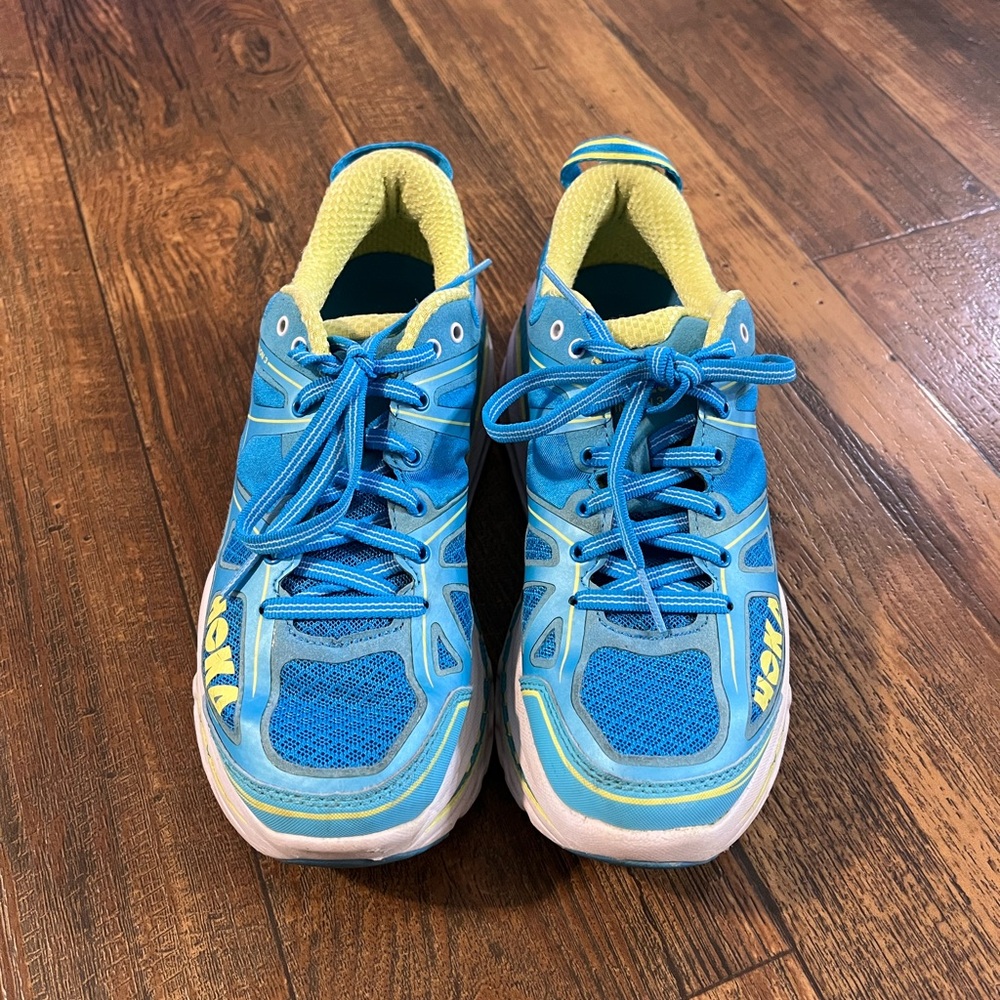 Hoka Blue and Yellow Sneakers Vibrant Performance Footwear